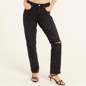 J.Crew Size 26 Slim Boyfriend Jeans Distressed Black Wash High Rise